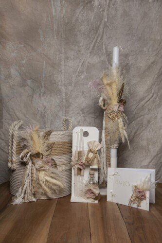 Βαπτιστικό σετ για κορίτσια boho με καλάθι